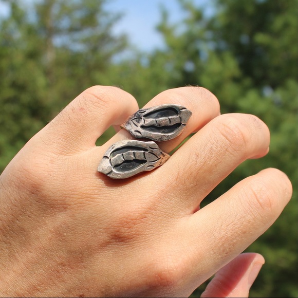 Vintage Taxco Sterling Silver Bone Wrap Ring - Picture 8 of 8